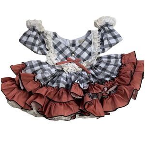 Gorgeous Be Girl Clothing Charcoal Plaid Built In Petticoat Full Skirt Dress
